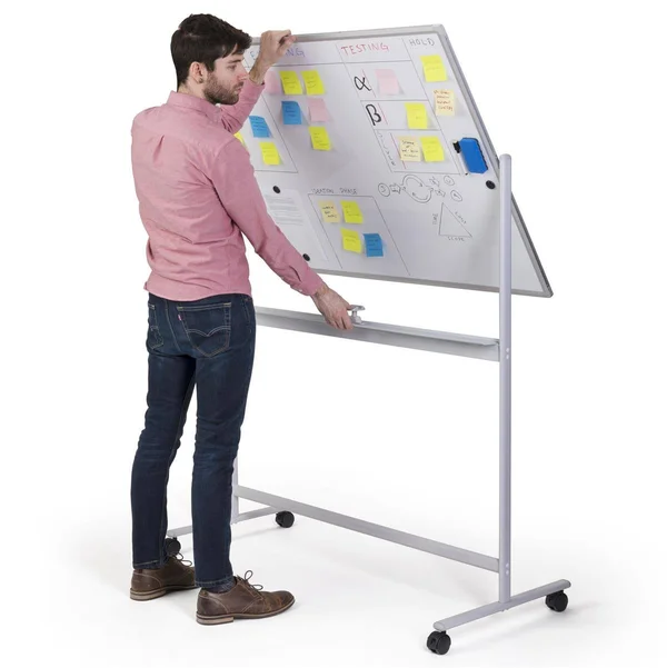 48 x 36 Whiteboard with Wheels - Magnetic, Double-Sided - Silver