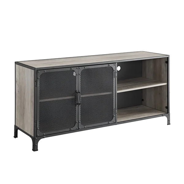 Carbon Loft 52-Inch Mesh Door Industrial TV Console - Reclaimed Barnwood