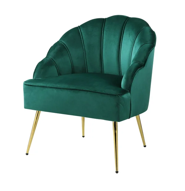 Lilola Home Naomi Green Velvet Wingback Accent Chair with Metal Legs
