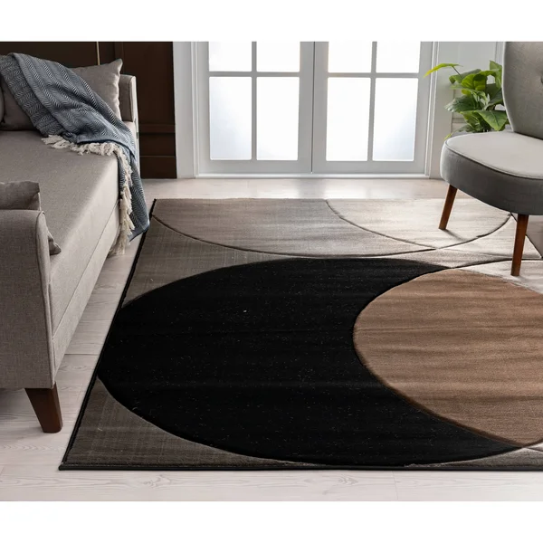 MDA Home Rhodes Brown Contemporary Polypropylene Area Rug - 5&2x22 x 7&5x22