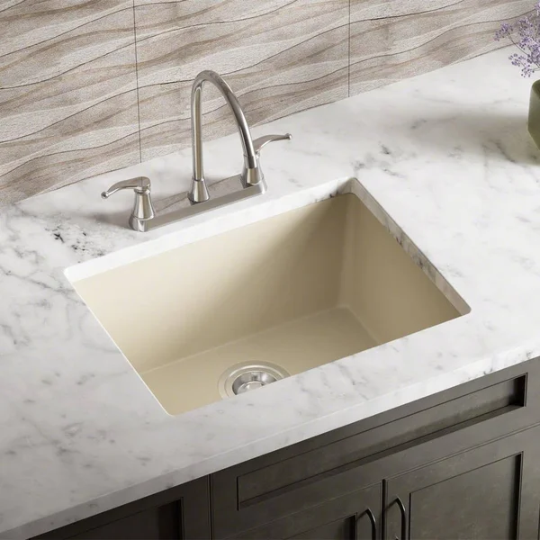 Mr Direct 808 Beige TruGranite Single Bowl Kitchen Sink