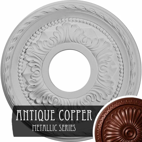 12 1/8x22OD x 3 1/2x22ID x 1x22P Palmetto Ceiling Medallion (Fits Canopies Up to 4 7/8x22), Hand-Painted Firebrick
