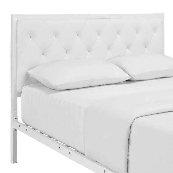 White Mia Queen Vinyl Bed