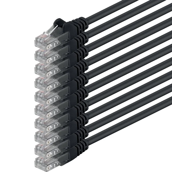 1aTTack - 3M - Black - 10 Pieces - Ethernet Gigabit LAN Network Cable (RJ45) 1000Mbit/s Patch Cable UTP Compatible with Cat.5 Ca