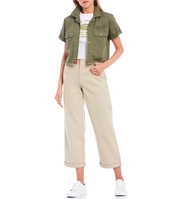 Dickies Girl Work Crop Roll Hem Pants Black 9