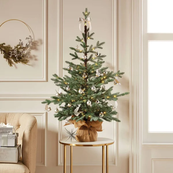 3.5ft Pre-Lit Glittered Balsam Fir Artificial Tree Dew Drop LED Lights - Wonders