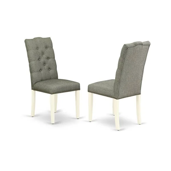 East West Furniture Norfolk 5-Piece Wood Kitchen Table Set in Linen White - NOEL5-LWH-07