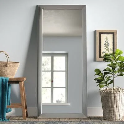 Wade Logan Industrial Modern & Contemporary Wall Mirror Finish: Brushed Nickel, Size: 53x22 H x 34.5x22 W
