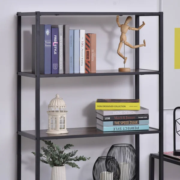 HOMCOM Storage Cabinet Bookcase with 3 Open Shelves Tall Organizer Multifunctional Rack for Living Room Brown