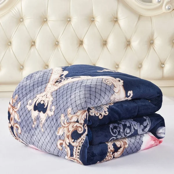 3-Piece Floral Printed Pattern Sherpa-Backing Reversible Comforter Set (Red Stone - King)