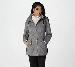 Susan Graver Tweed Jacket with Lacing Detail, Size X-Large, Grey Tweed