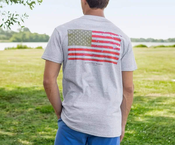 Southern Marsh Vintage Flag Pocket Tee Light Gray, L