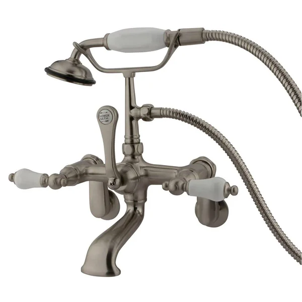 Kingston Brass Vintage Wall Mount Clawfoot Tub Filler with Hand Shower - Polished Brass CC55T2