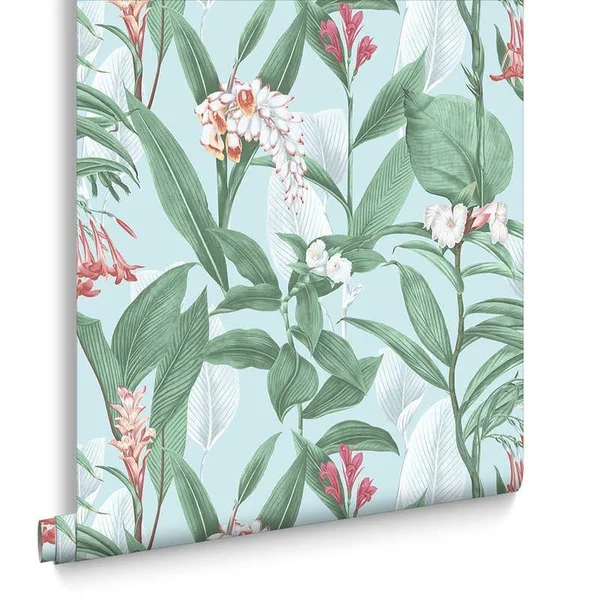 Graham & Brown Botanical Duck Egg Wallpaper