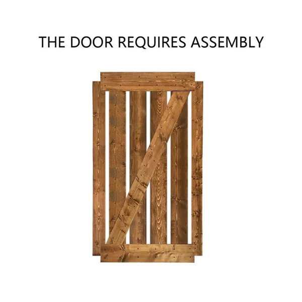CALHOME 24 in. x 84 in. Z Bar Espresso Stained Solid Knotty Pine Wood Interior Sliding Barn Door with Sliding Hardware Kit - Brow