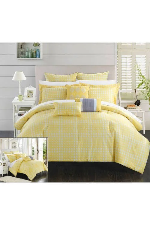 Parma Sicily Reversible Printed Comforter Set Yellow, Size: Queen