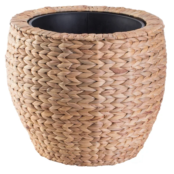 Vintiquewise Water Hyacinth Round Floor Planter with Metal Pot, Set of 2