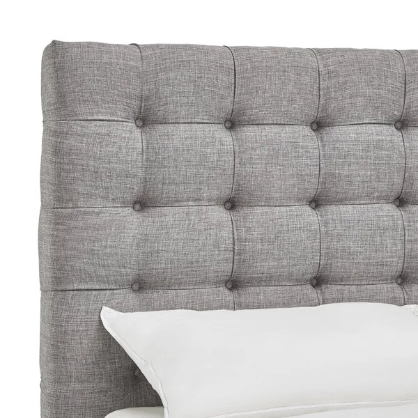 Briella Button Tufted Linen Upholstered Headboard Inspire Q Modern - Dark Grey Linen - King