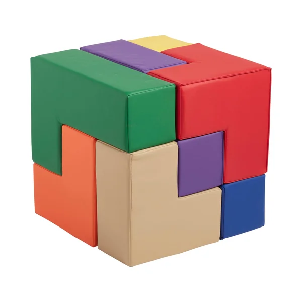 Ecr4kids Softzone Brainy Soft Foam Blocks, Soma Cube Puzzle, Assorted Colors (7-Piece Set)