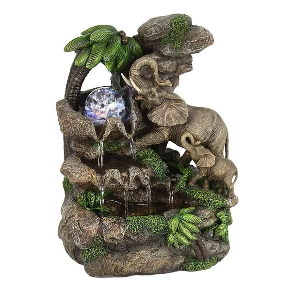 Ore International 11 in. Elephant Table Fountain - Combination Pack