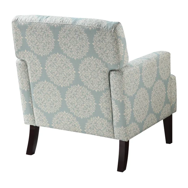 Osp Home Furnishings Carrington Armchair Avignon Sky Multi-Color Fabric and Solid Wood Espresso Legs