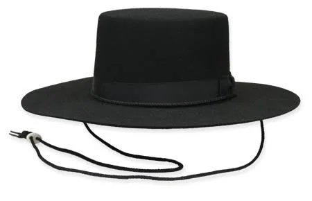 Victorian Mens Black Wool Felt Wide Brim Hat (Size L) - Dickens, Downton Abbey, Edwardian