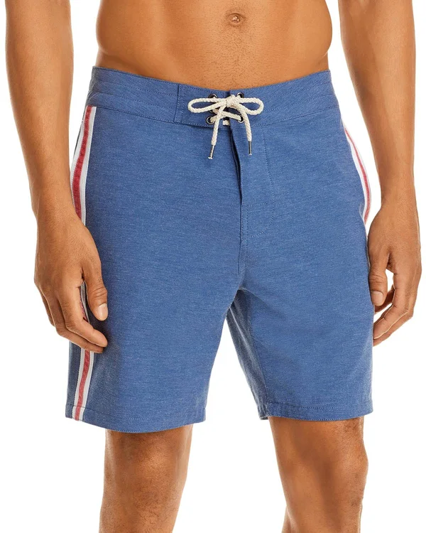 Faherty Men's Retro Surf Stripe Boardshort - Blue Red Stripe 32