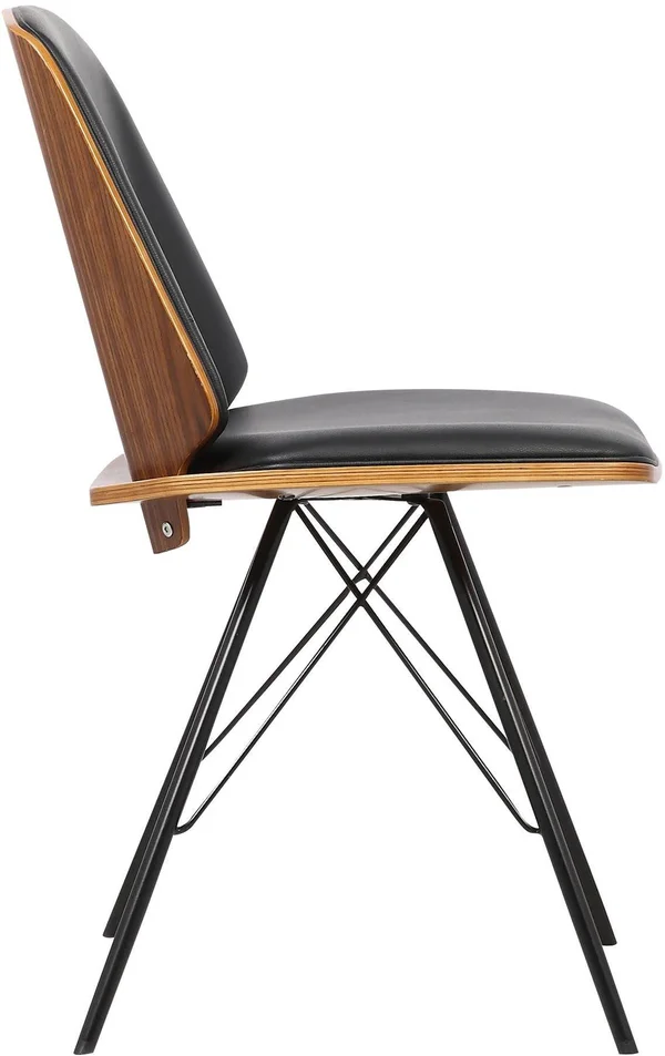 Armen Living Inez Faux Leather Dining Side Chair, Black