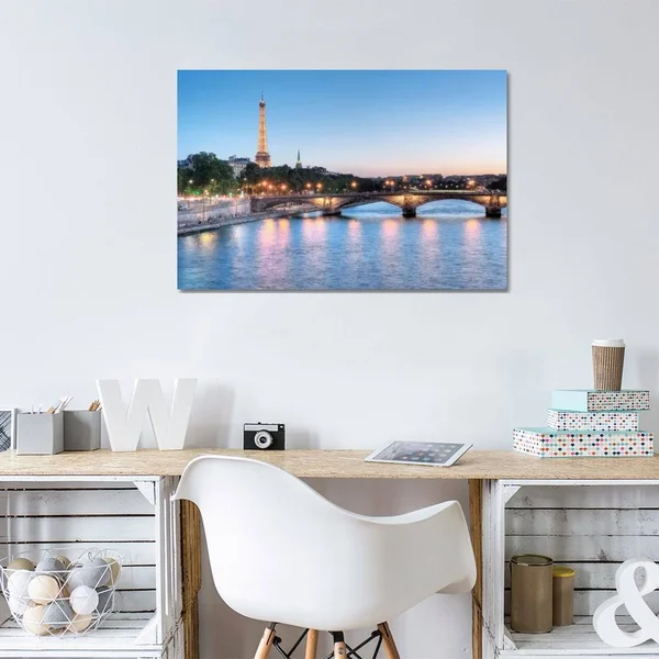 iCanvas Twilight on The Seine Art by Alan Blaustein Canvas Art Wall Decor ( Architecture > Towers art)
