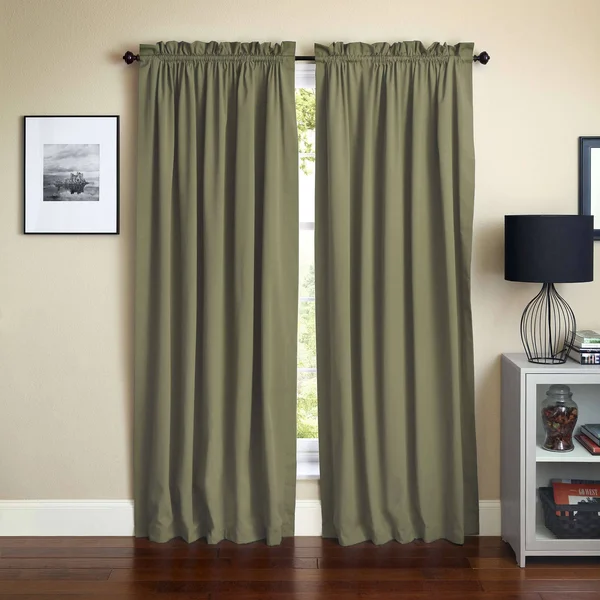 Blazing Needles 84 inch Twill Curtain Panels in Sage (Set of 2)