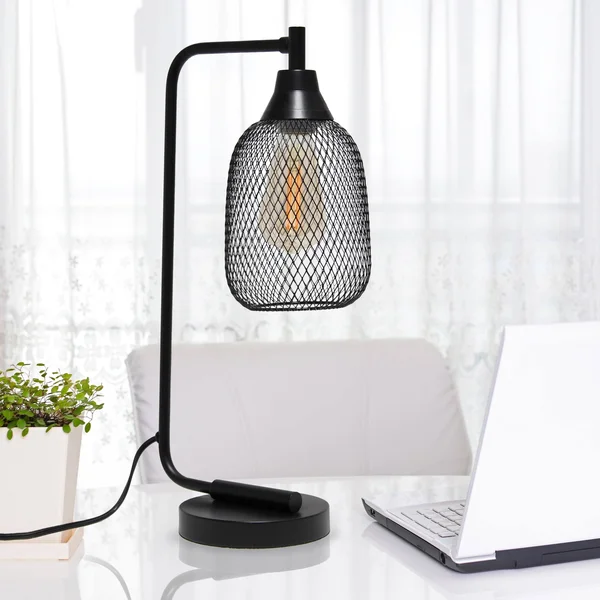 Lalia Home Industrial Mesh Desk Lamp - Matte Black