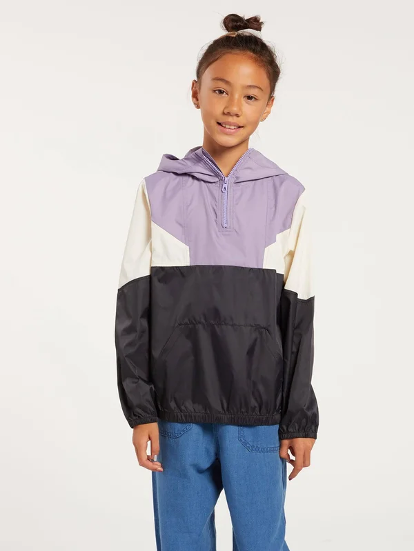 Volcom Girls Wind Stoned Windbreaker Jacket, Zine Purple - XL