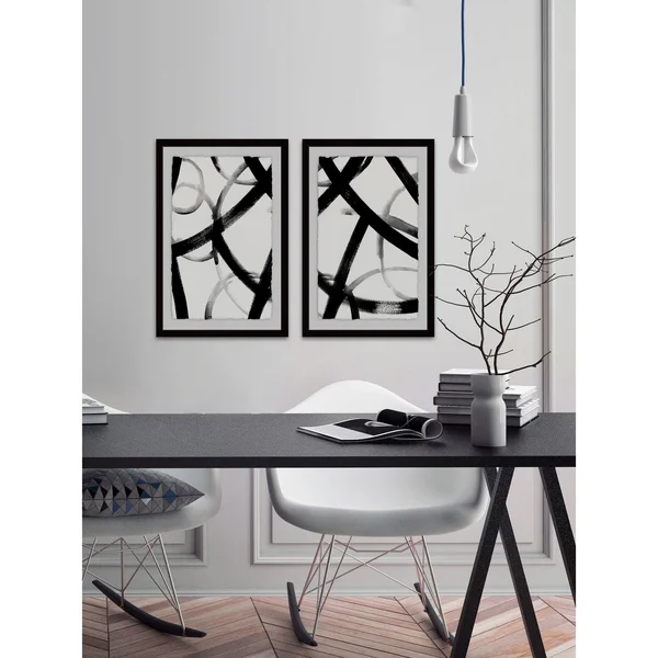 Monochrome Ripple Diptych - Size: 24 inch x 32 inch