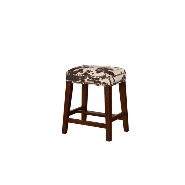 Riverbay Furniture 25x22 Cow Print Counter Stool in Brown - RF-1814117