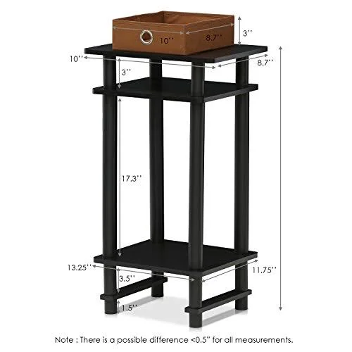 Furinno Turn-N-Tube Tall End Table with Bin, Espresso - 2 pack