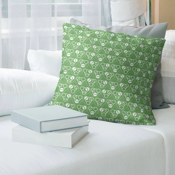 Cool Tones Classic Circles & Waves Throw Pillow - 16 x 16 - Green - Synthetic Fiber