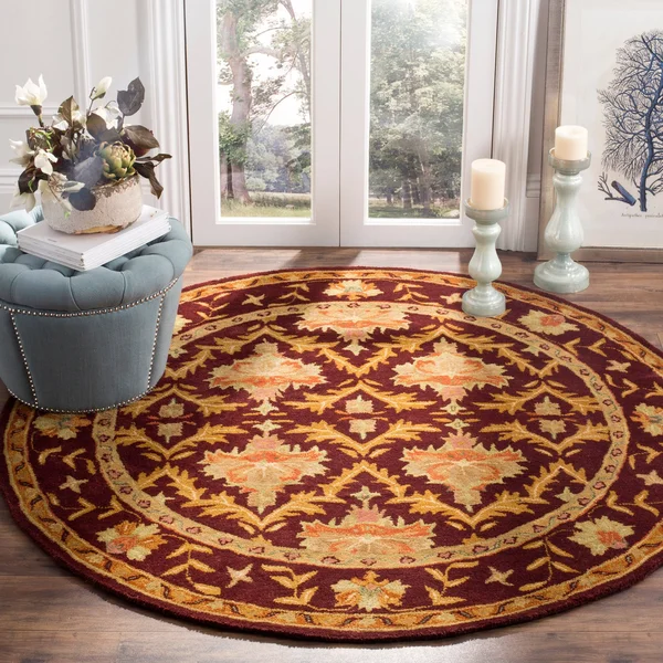 Safavieh Antiquity At54 Wine/Gold 5& x 5& Round Area Rug