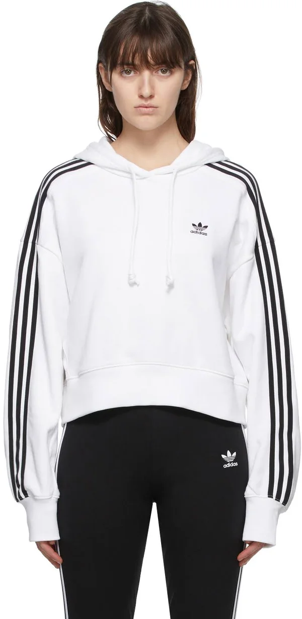 Adidas Originals Women's Short Hoodie, Large, White