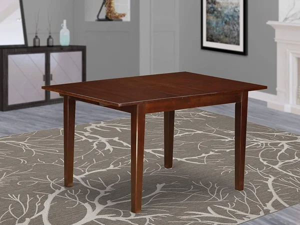 East West Furniture NFT-MAH-T Norfolk Rectangular Table with 12x22 Butterfly Leaf -Mahogany Finish.