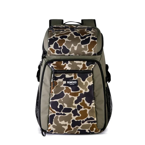 Igloo Gizmo Durable & Adjustable Insulated 30 Can Cooler Backpack - Camouflage