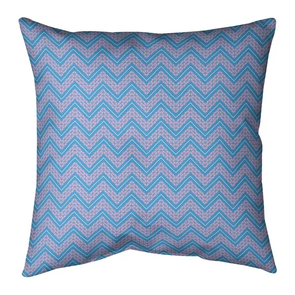Pink Focus Hand Drawn Chevrons Throw Pillow - 18 x 18 - Pink & Teal - Synthetic Fiber