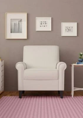 Handy Living Alabaster Jean Rolled Arm Chair in Herringbone