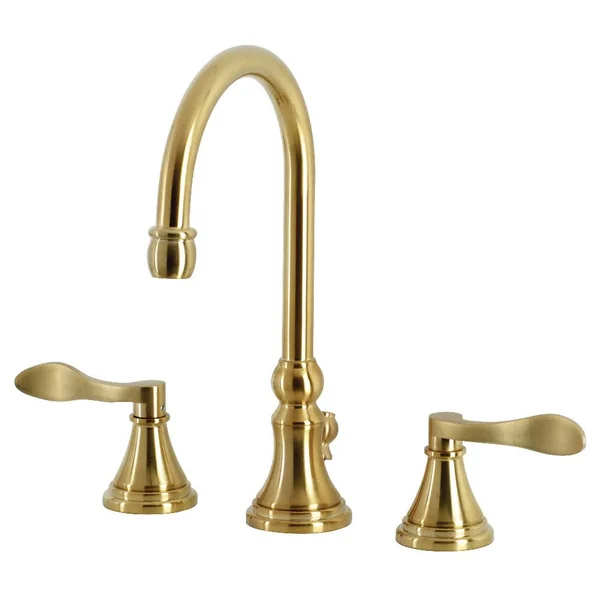 Kingston Brass KS2987DFL NuFrench Widespread Bathroom Faucet with Brass Pop-Up Brushed Brass