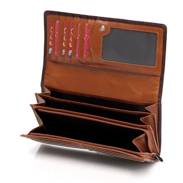Vicenzo Leather Pelomas Distressed Leather Trifold Women's Coin Purse (Brown)