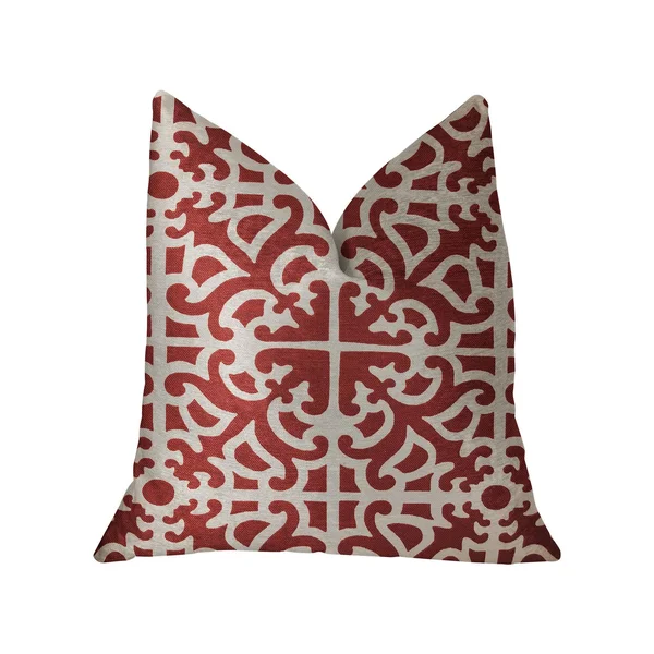 Plutus Red Romance Red and Beige Luxury Throw Pillow 18x22L x18x22W