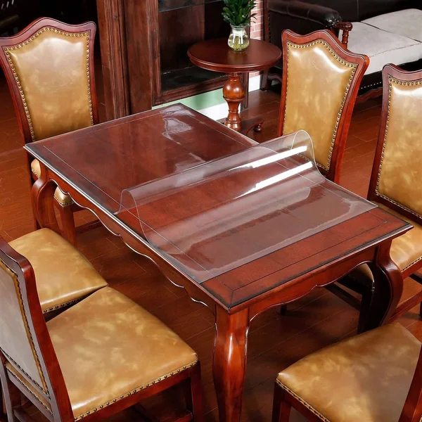 Dining Coffee Table Protector Clear Plastic Tablecloth Cover PVC Vinyl Wood Marble Glass Tabletop Topper Protection Pad Easy Cle