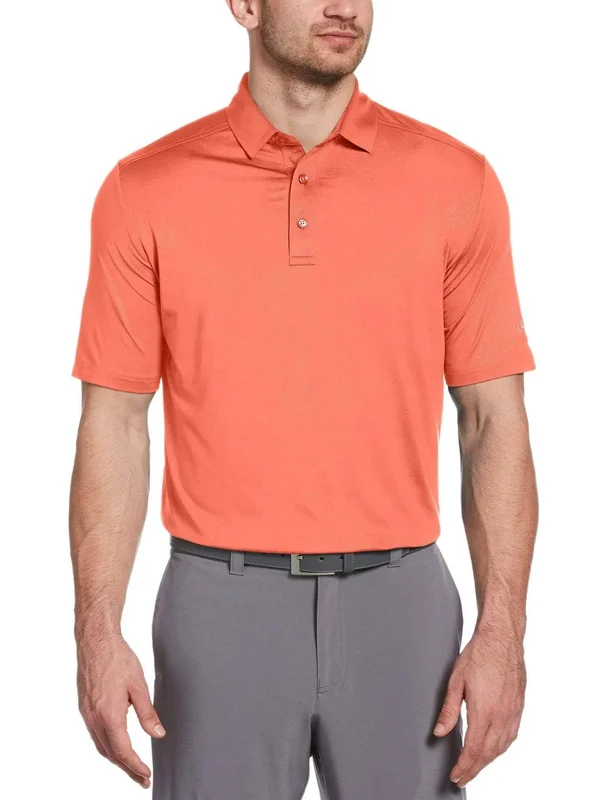 Callaway Men's Cooling Micro Hex Polo Shirt - Dubarry Orange, Size Small, Polyester/Spandex