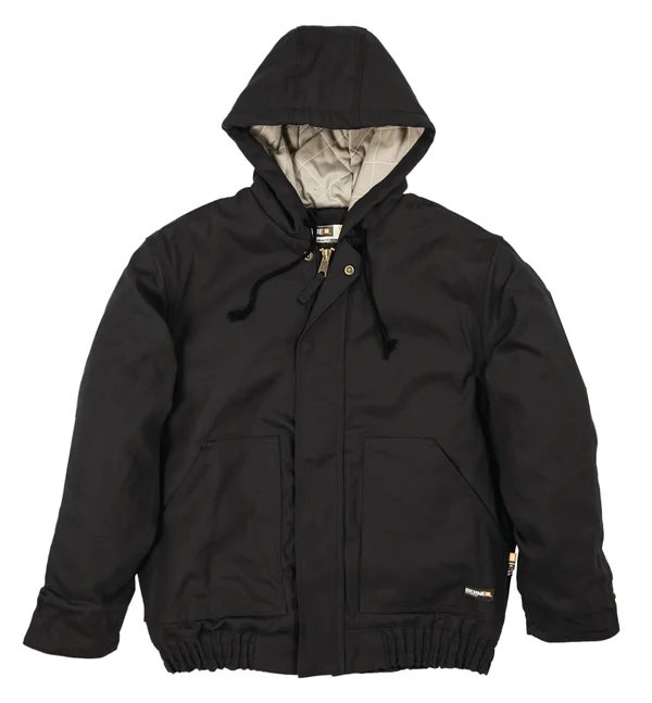 FR Hooded Quilt-Lined Mens Jacket in Black by Berne Apparel