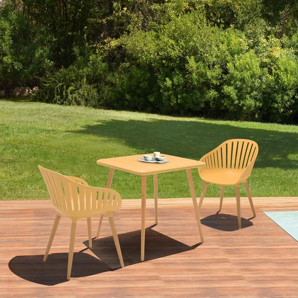 Armen Living SETODNAGREEN3A Nassau Outdoor Green Eucalyptus Dining Set - 3 Piece