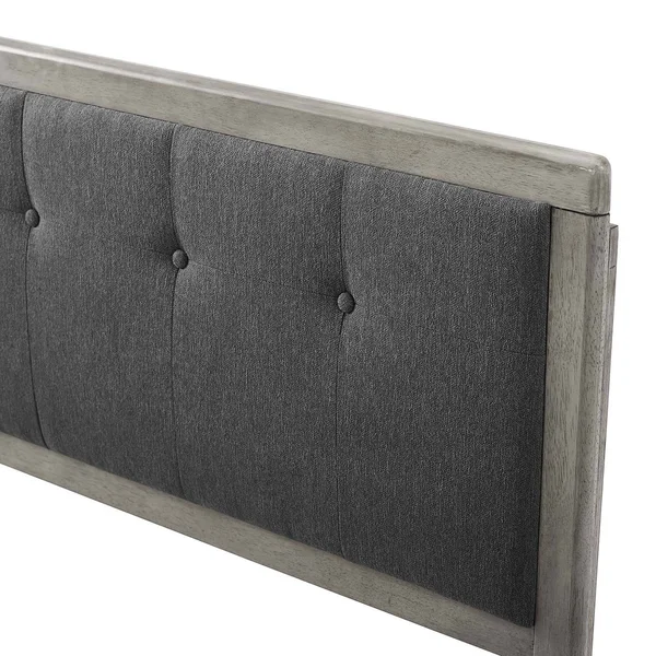 Marlin Traditional Charcoal Fabric Button Tufted Twin Size Grey Wooden Headboard